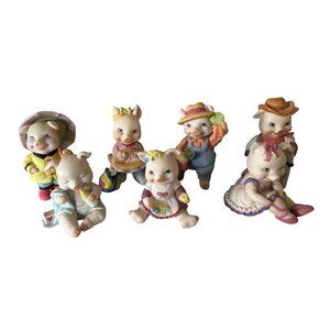 Ceramic Pigs Collection 1994 Set of 6 Bronson Collectibles farmer Ballerina Cowb